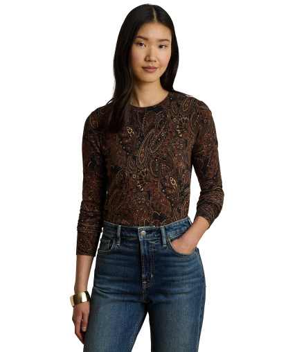 Lauren Ralph Lauren Women's Paisley Long-Sleeve Sweater - Black Multi