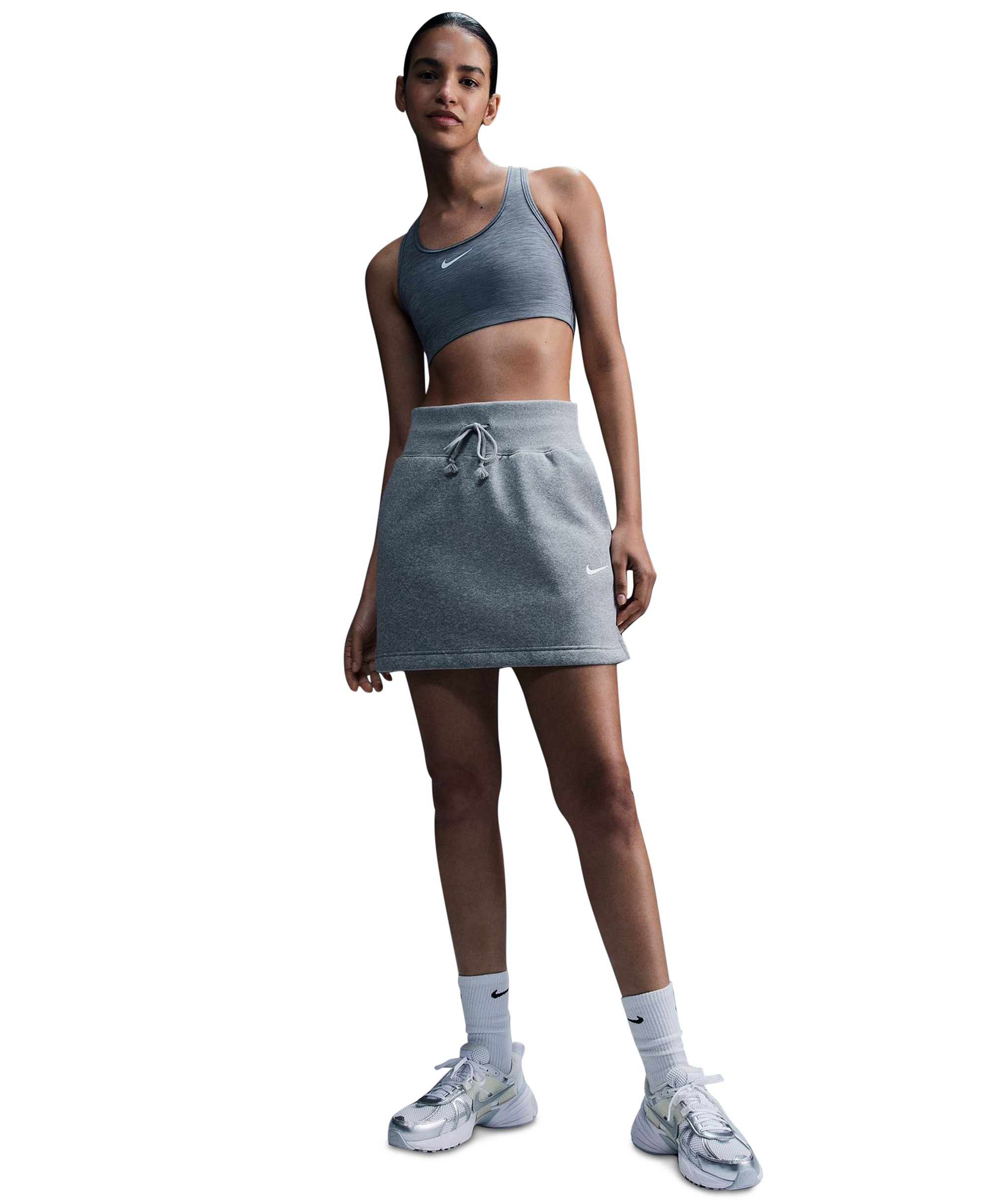 Nike Women's Swoosh Padded Sports Bra - Smoke Grey/White