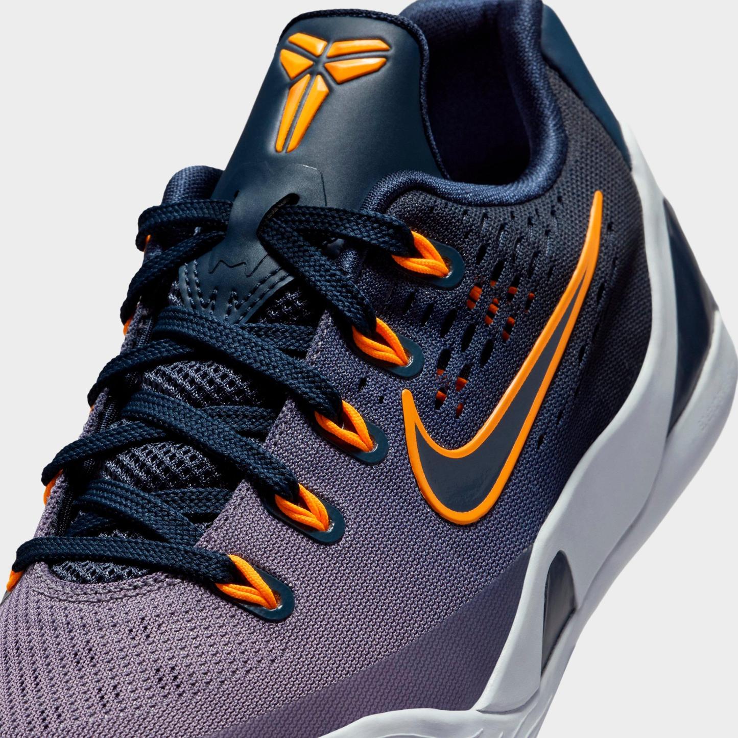 Big Kids' Kobe 9 Low EM Basketball Shoes - Thunder Blue/Laser Orange/Daybreak - Detail shot