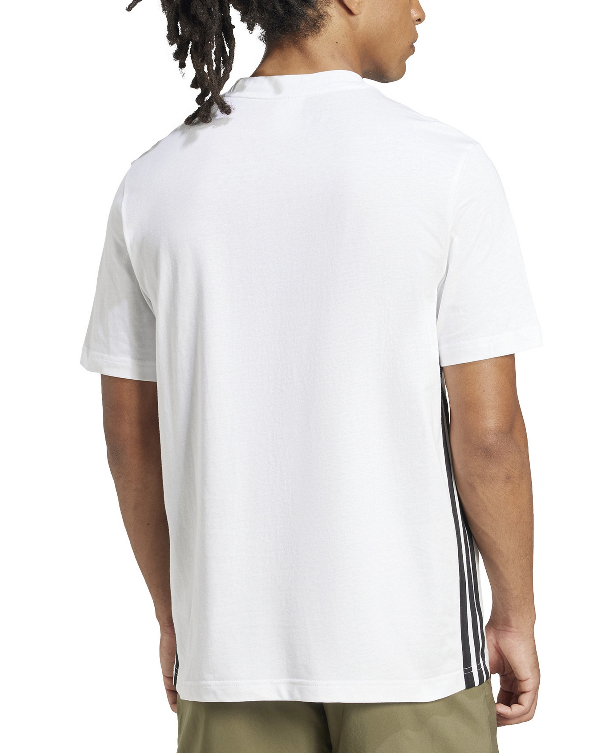 adidas Men's Essential 3-Stripes Single Jersey T-Shirt - White/Black
