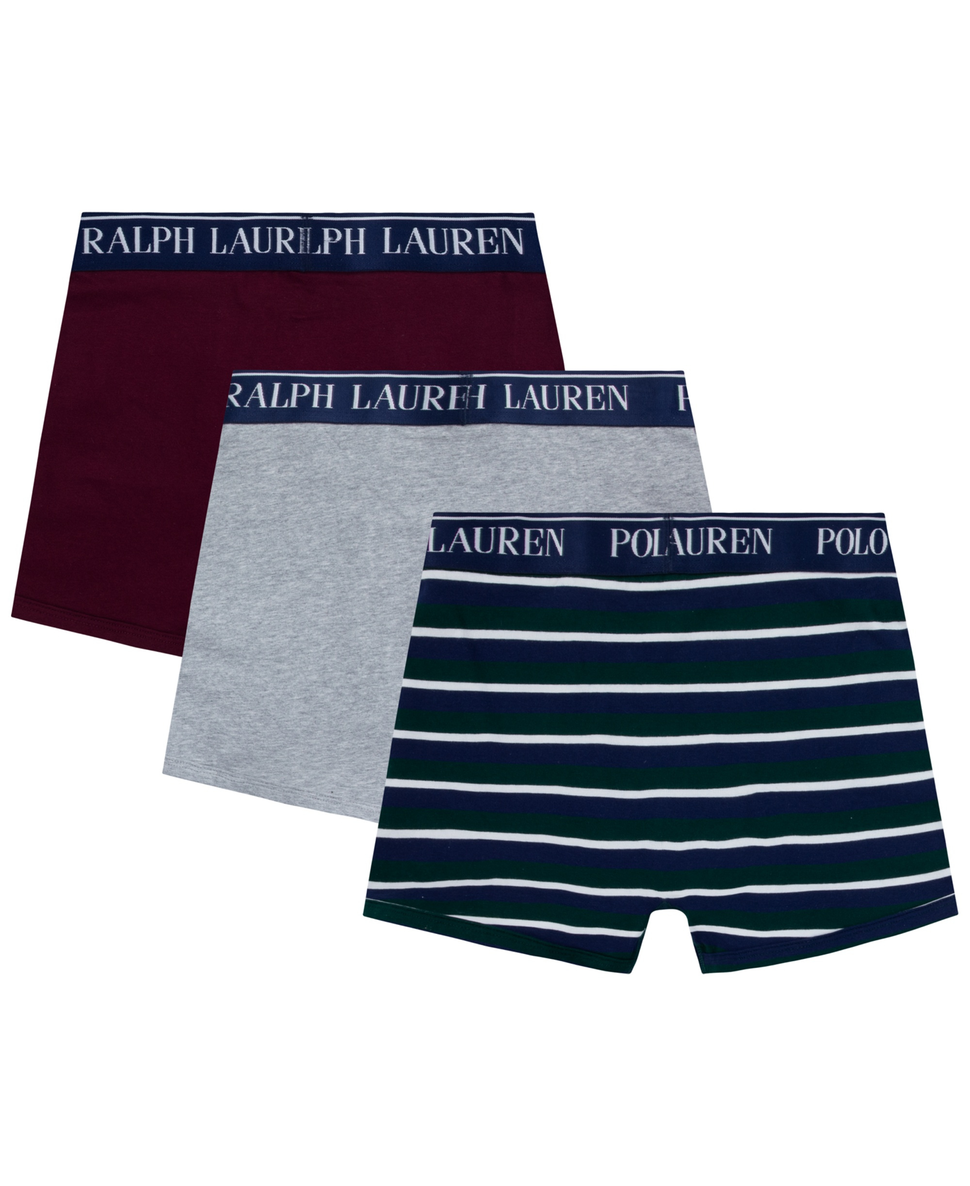 Polo Ralph Lauren Boys' 8-20 Cotton Stretch Boxer Briefs, 3-Pack - Gray/Green/Burgundy