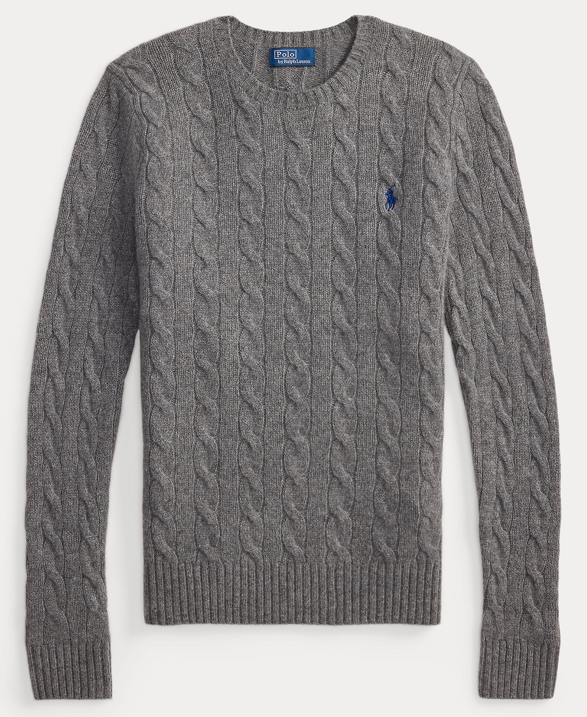 Polo Ralph Lauren Women's Cable Wool-Cashmere Crew Neck Sweater - Flannel Grey Heather