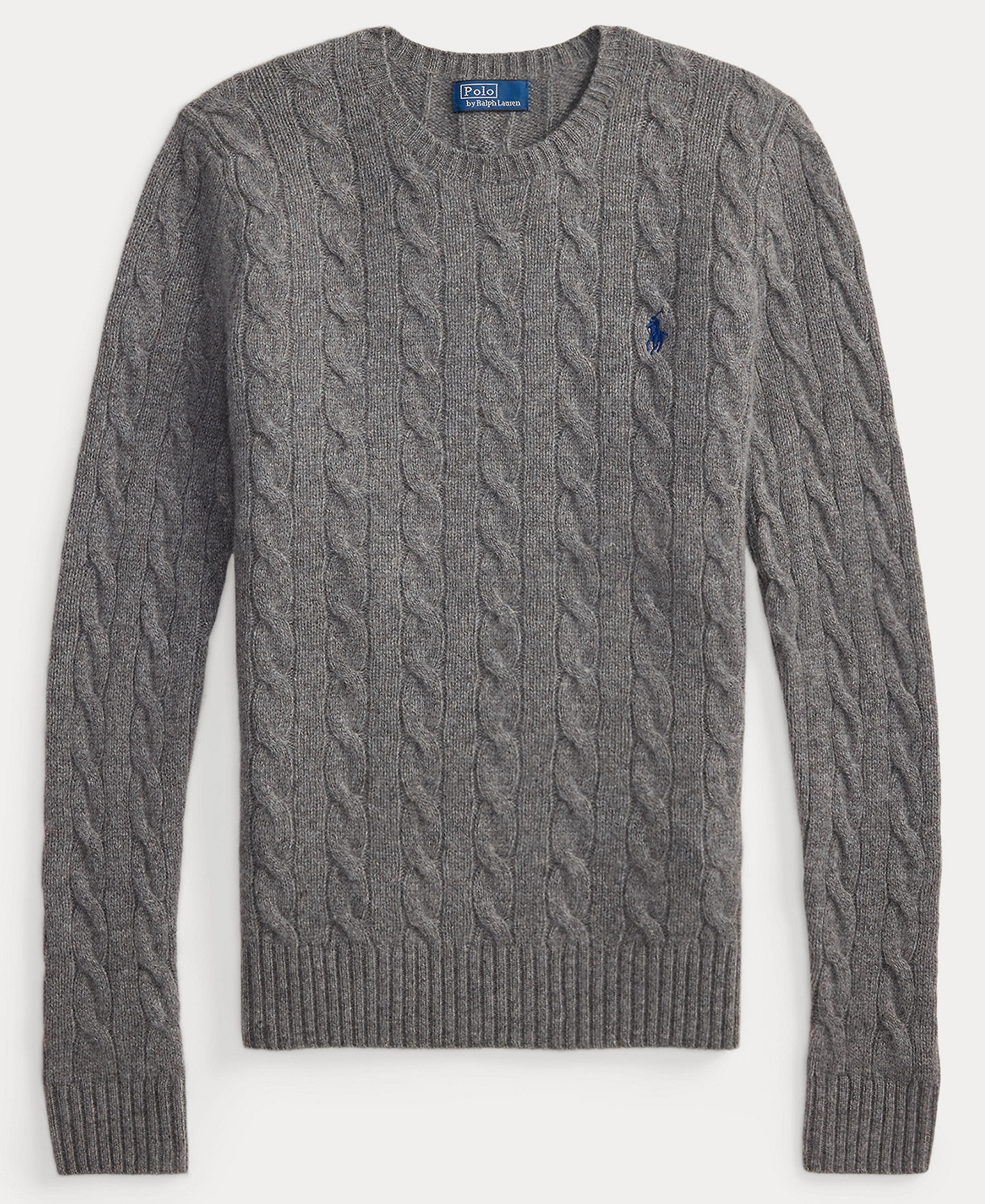 Polo Ralph Lauren Women's Cable Wool-Cashmere Crew Neck Sweater - Flannel Grey Heather