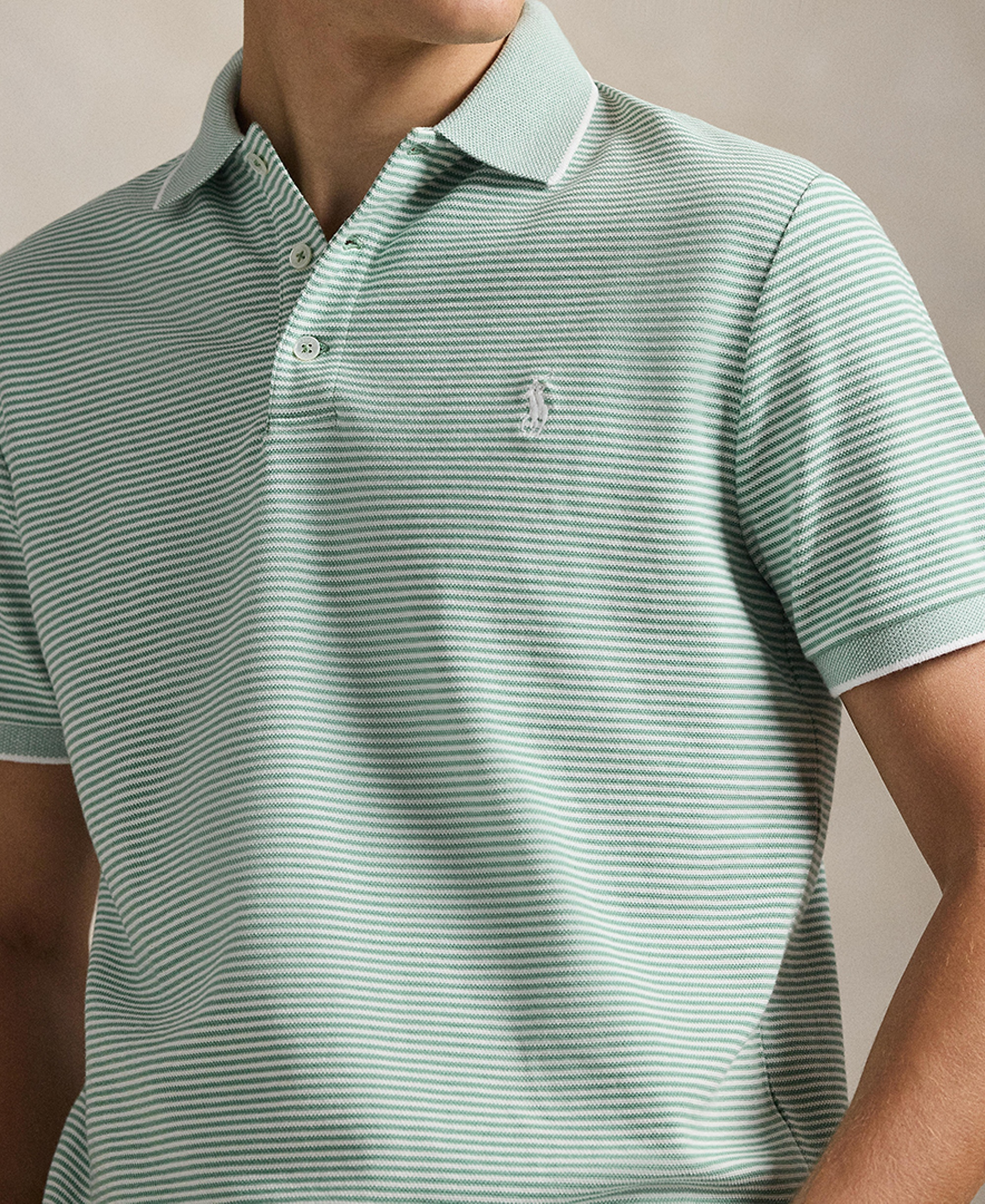 Polo Ralph Lauren Men's Classic-Fit Stretch Oxford Mesh Polo Shirt - Faded Mint/White