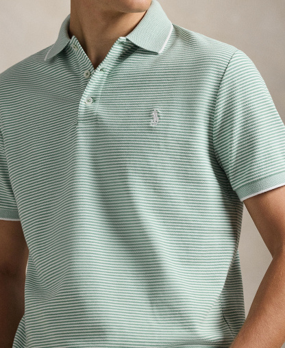 Polo Ralph Lauren Men's Classic-Fit Stretch Oxford Mesh Polo Shirt - Faded Mint/White