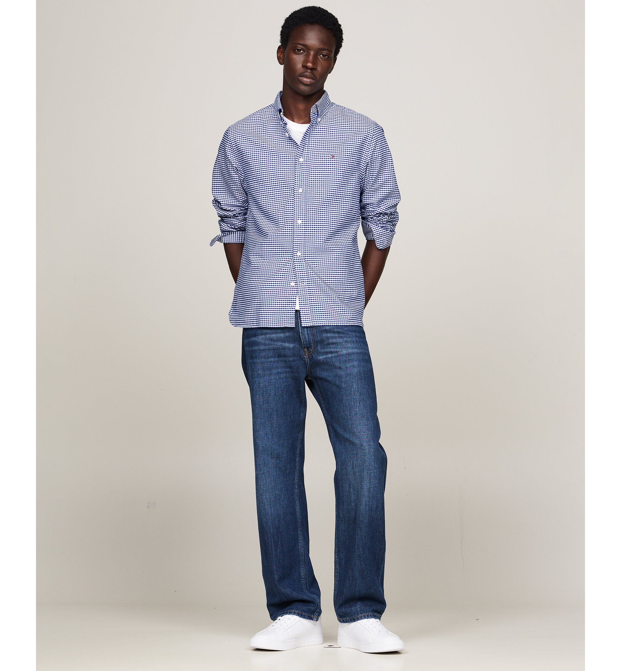 Tommy Hilfiger Men's Heritage Oxford Long-Sleeve Gingham Shirt - Royal Blue/Check