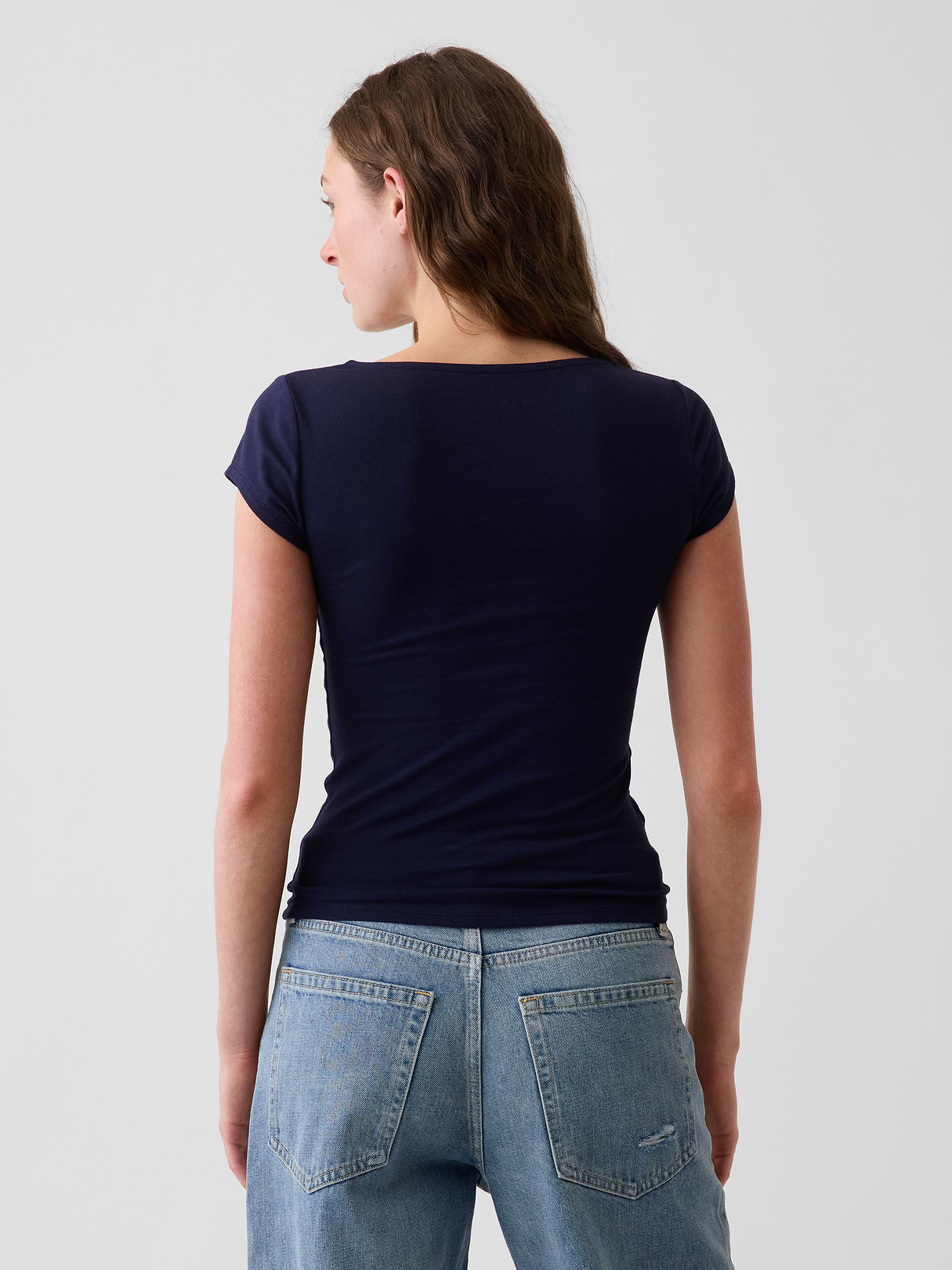 CloseKnit Jersey V-Neck T-Shirt - Navy blue uniform