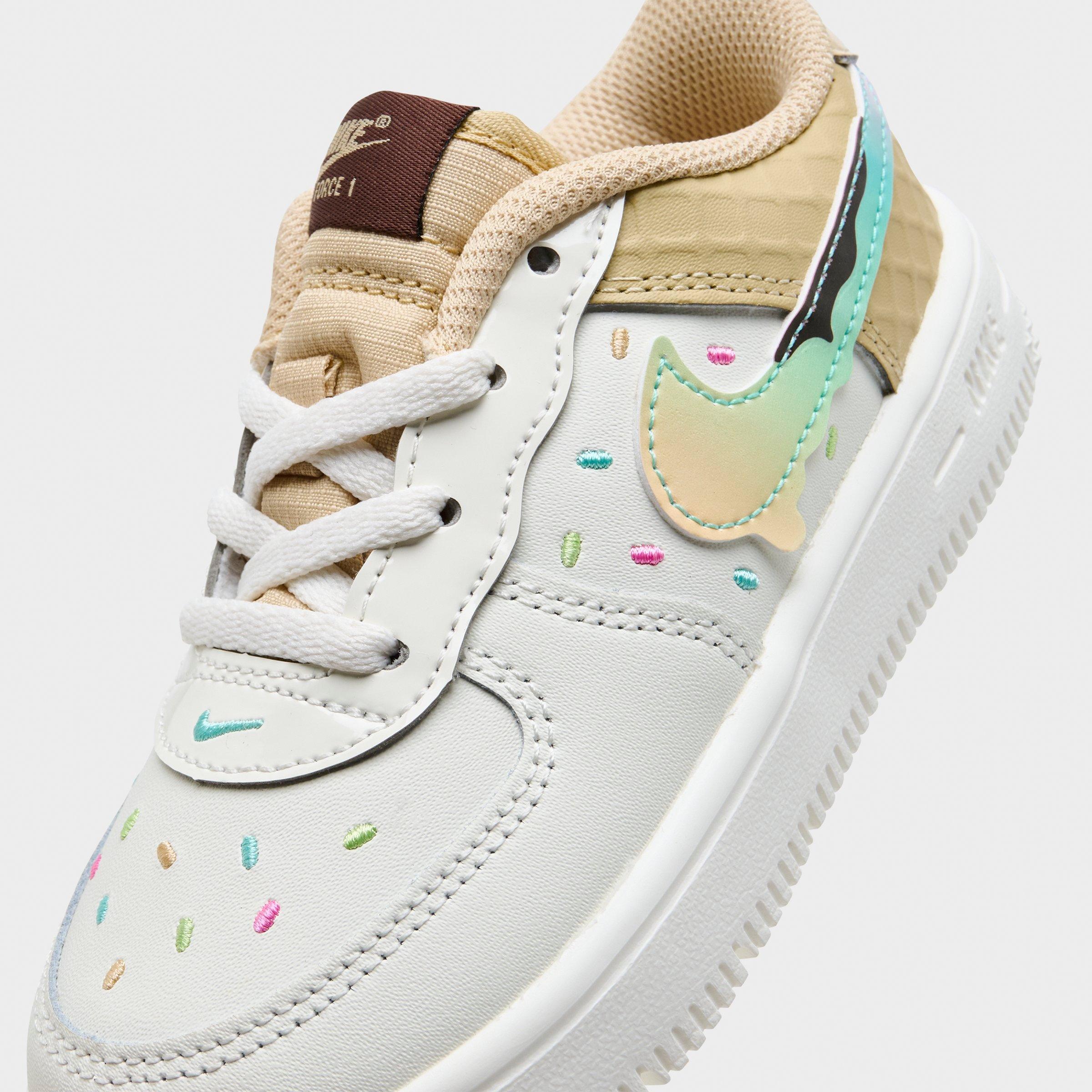 Infant and Kids' Toddler Nithtke Force 1 Low Casual Shoes - Part 1 - Sail/Sesame/Bleached Turquoise/Multi-Color - Detail shot