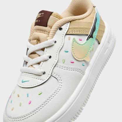 Infant and Kids' Toddler Nithtke Force 1 Low Casual Shoes - Part 1 - Sail/Sesame/Bleached Turquoise/Multi-Color - Detail shot
