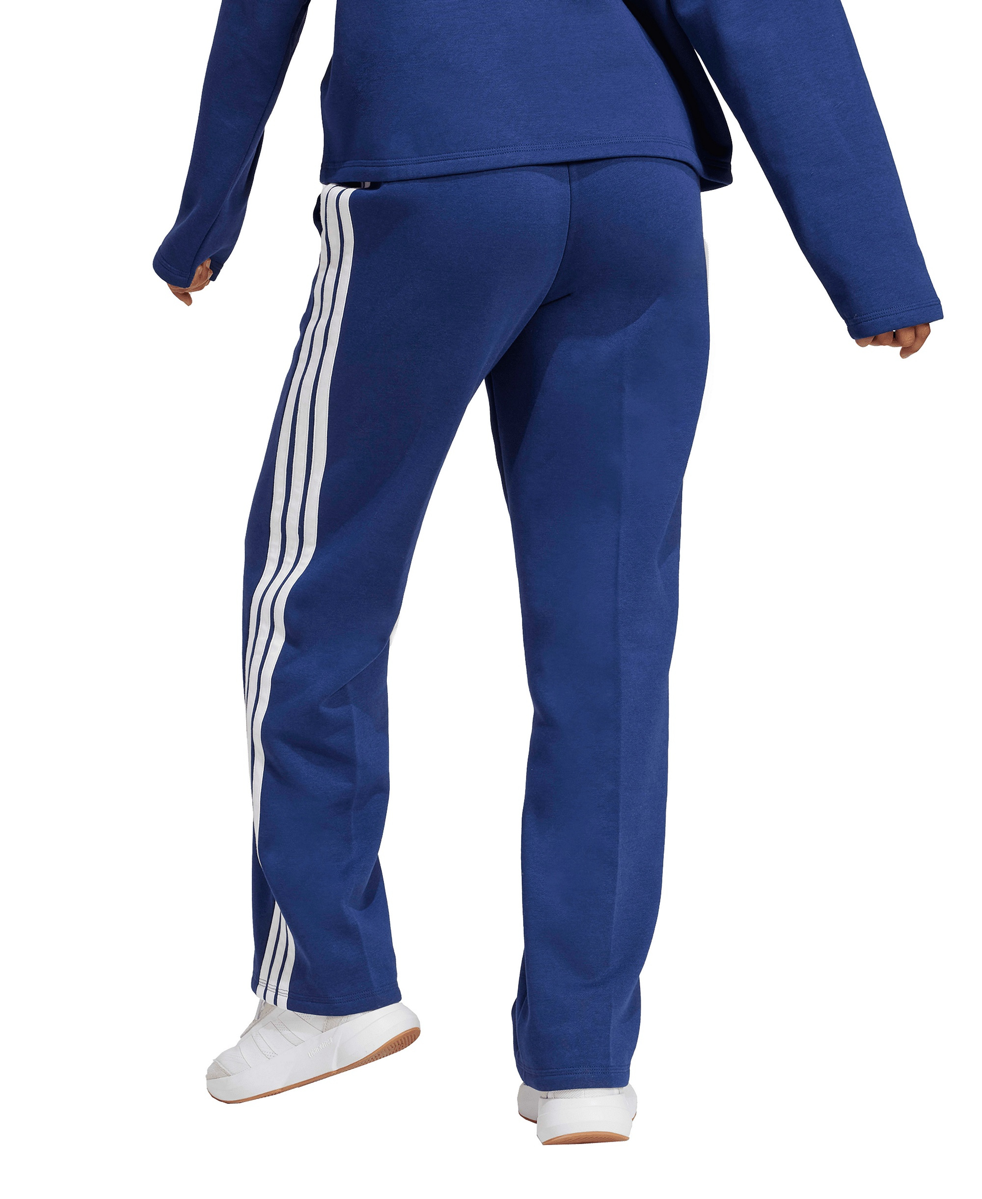 adidas Women's Essentials 3-Stripes Fleece Slim Pants - Dark Blue/White