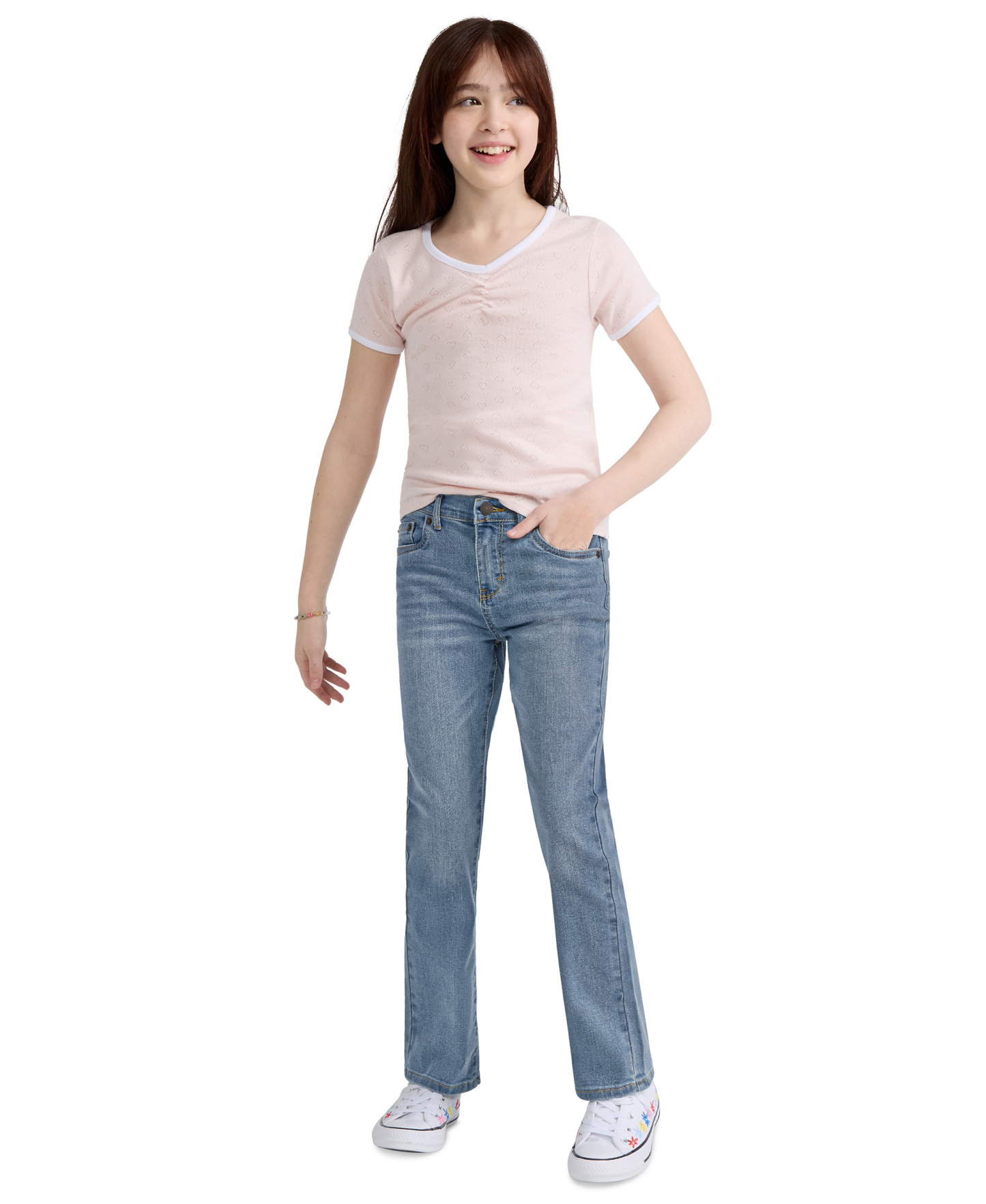 Levi's Girls' 7-16 Mid-Rise Classic Bootcut Denim Jeans - Light Blue