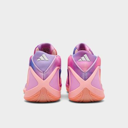 Big Kids' adidas Anthony Edwards 2 Low Basketball Shoes - Haze Coral/Bliss Lilac/Zero Metallic - Back view