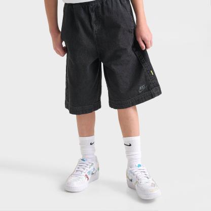 Big Kids' Nithtke Sportswear Collection Archival Denim Shorts - Black/Anthracite/Volt/Anthracite