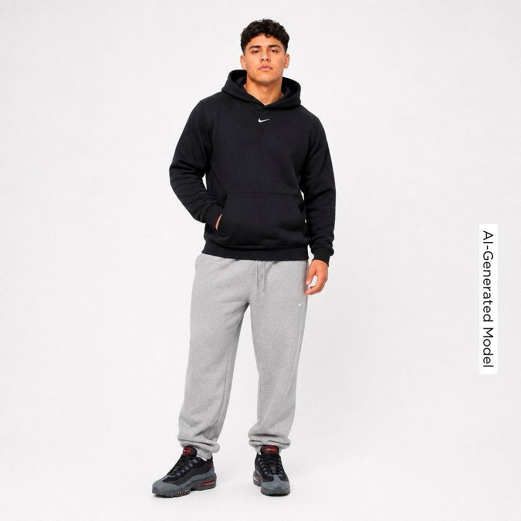 Men's Nithtke Solo Swoosh Pullover Hoodie - Total Black/Sail