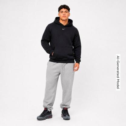 Men's Nithtke Solo Swoosh Pullover Hoodie - Total Black/Sail