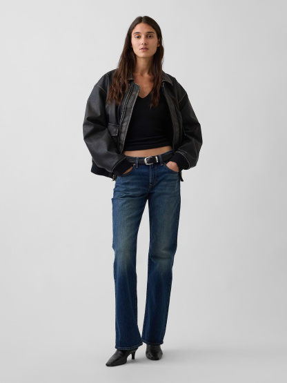 Mid Rise Relaxed Flare Jeans - Dark wash