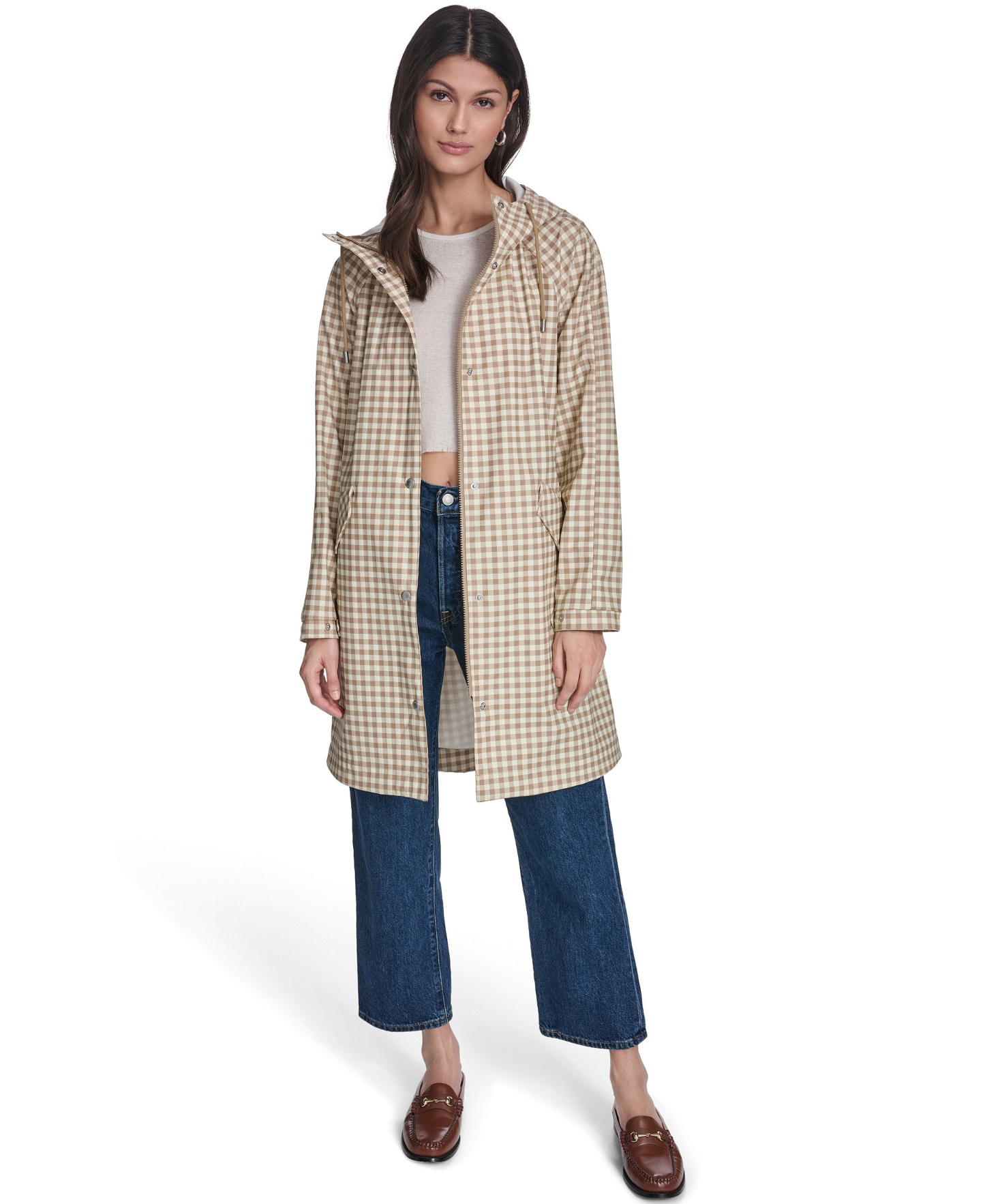 Levi's Women's Raglan Sleeve Rain Jacket - Brn Check