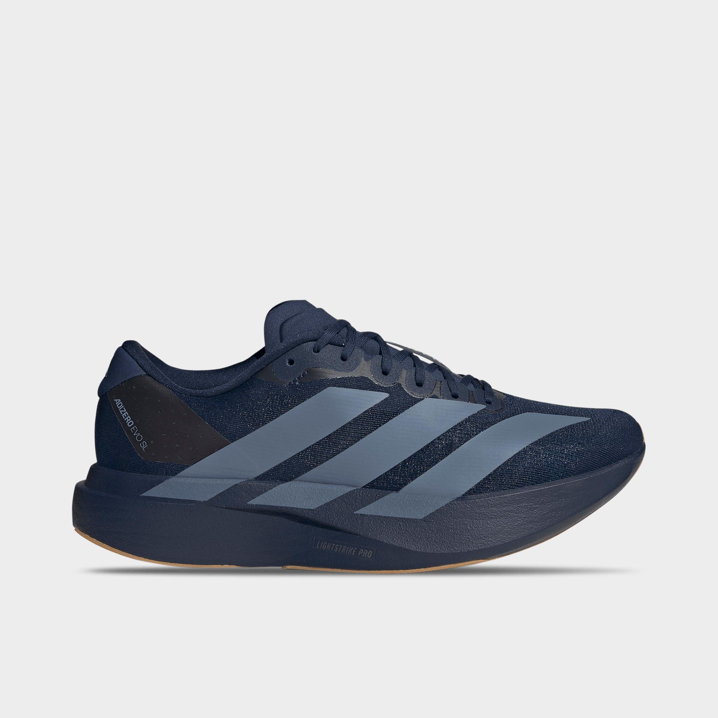 Men's adidas Adizero EVO SL Running Shoes - Part 1 - Night Indigo/Tech Ink/Grey - Left shoe facing left. Outside of the shoe.