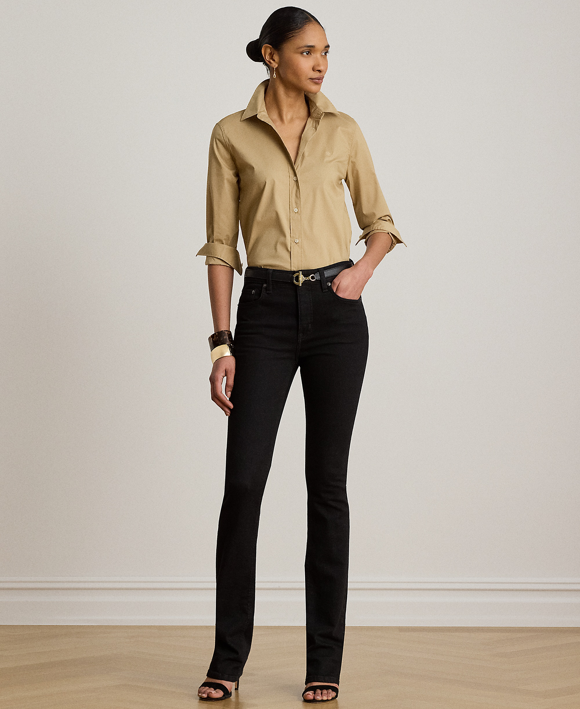 Lauren Ralph Lauren Women's Classic Fit Long-Sleeve Shirt - Birch Tan