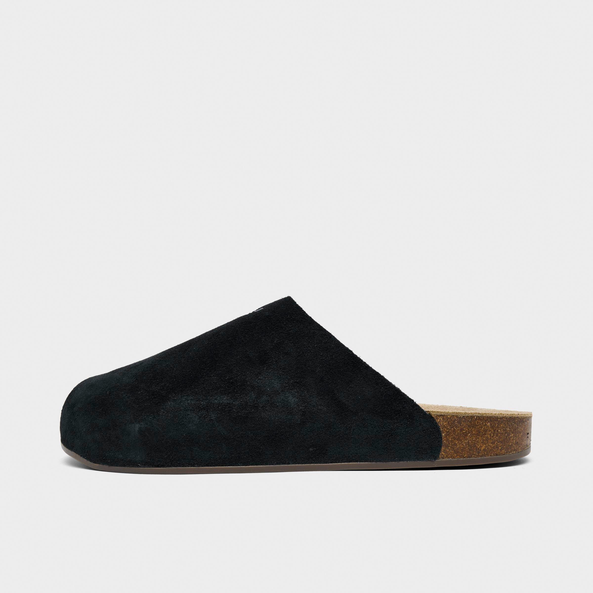 Men's adidas Originals Adimule Slide Sandals - Core Black/Core Black/Gum - Left shoe facing left. Outside of the shoe.