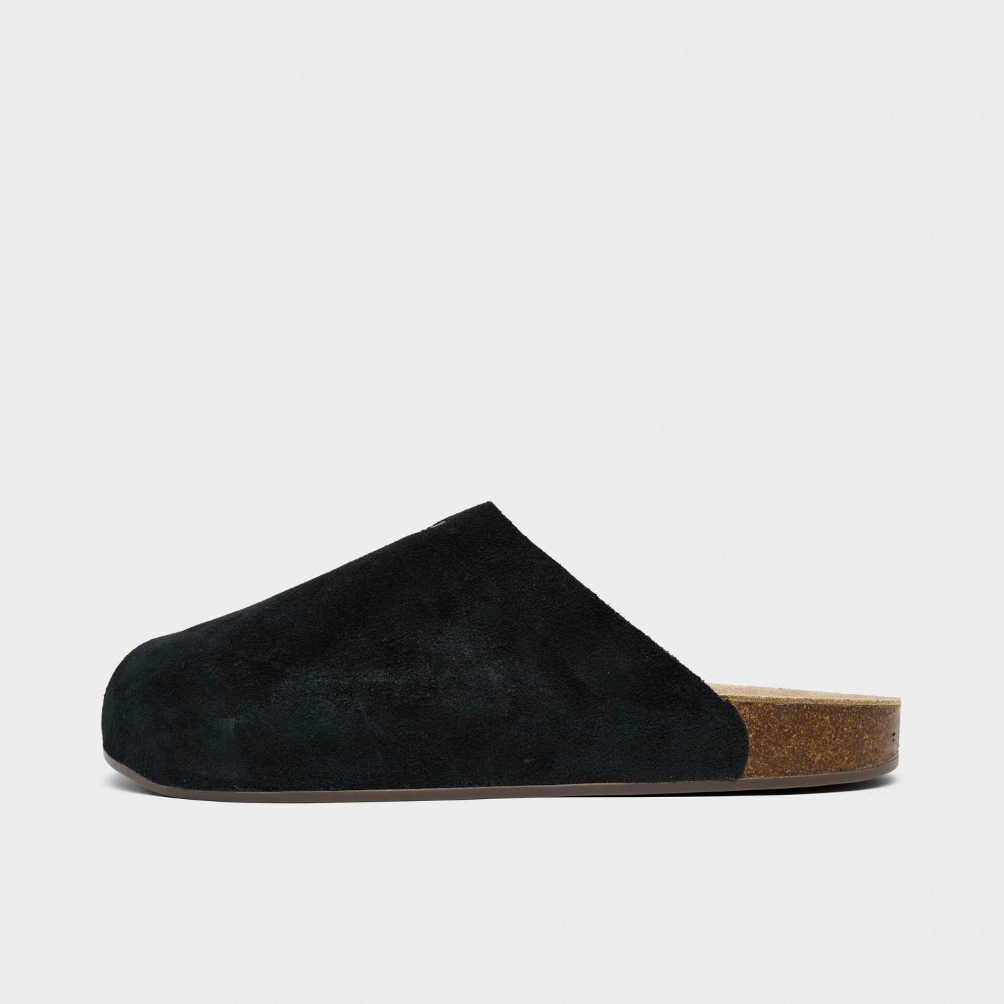 Men's adidas Originals Adimule Slide Sandals - Core Black/Core Black/Gum - Left shoe facing left. Outside of the shoe.