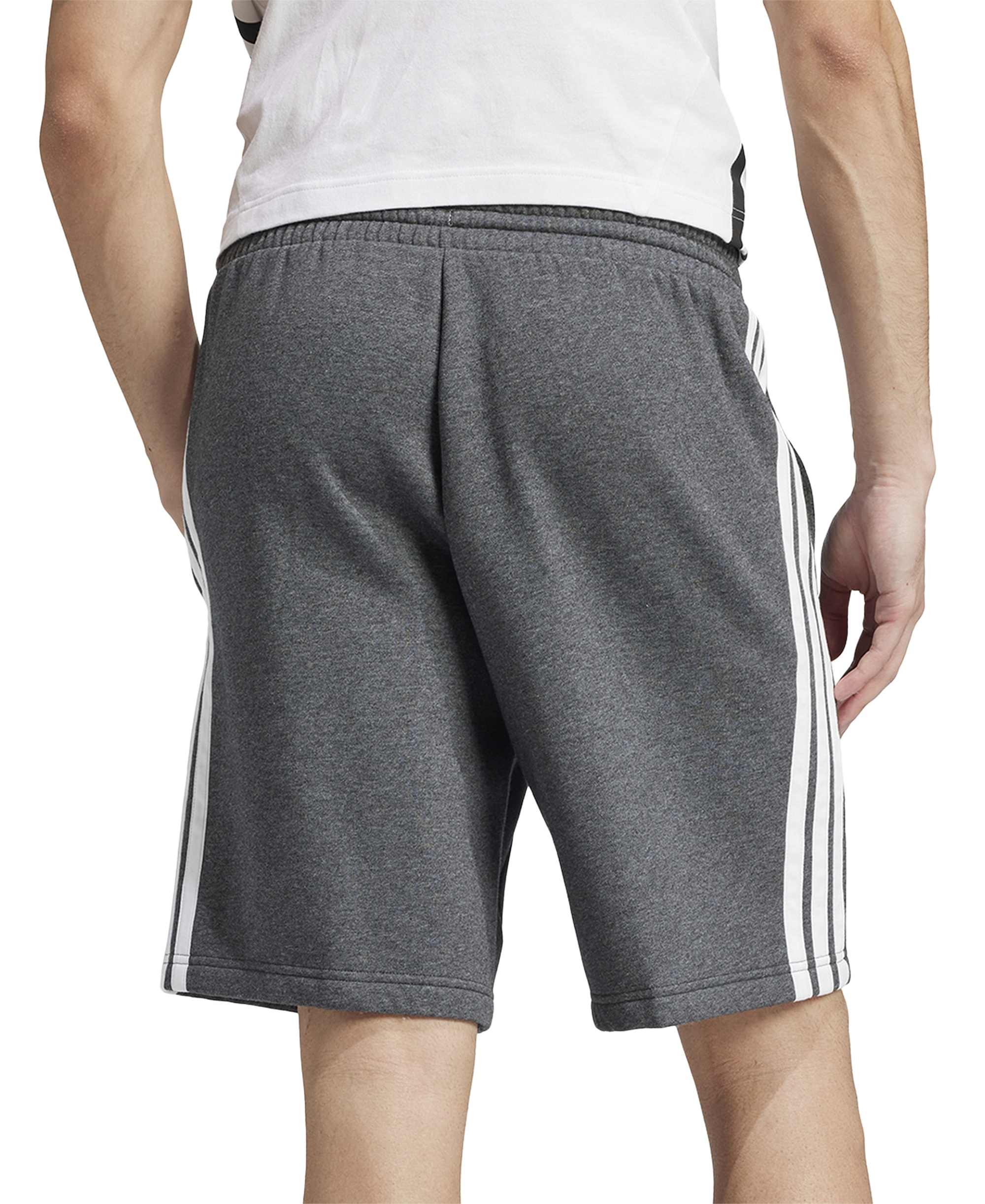 adidas Men's Essential Three Stripes Fleece Shorts - Mgh / Blk