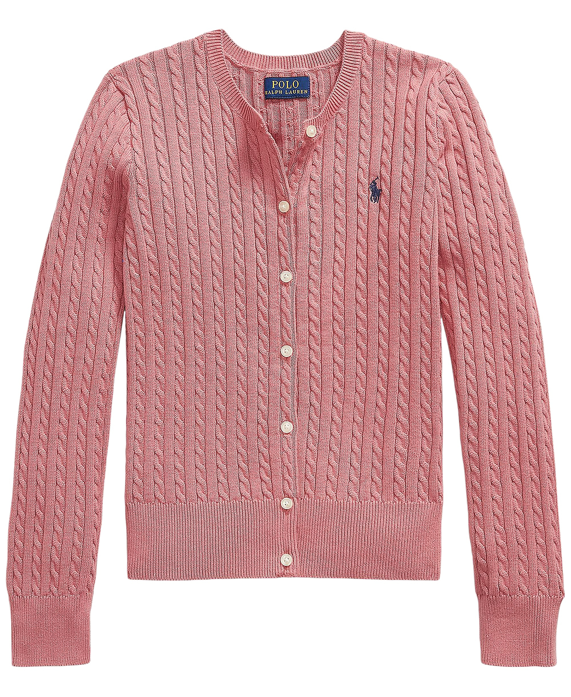 Polo Ralph Lauren Girls' 7-16 Mini-Cable Cardigan - Canvas Pink