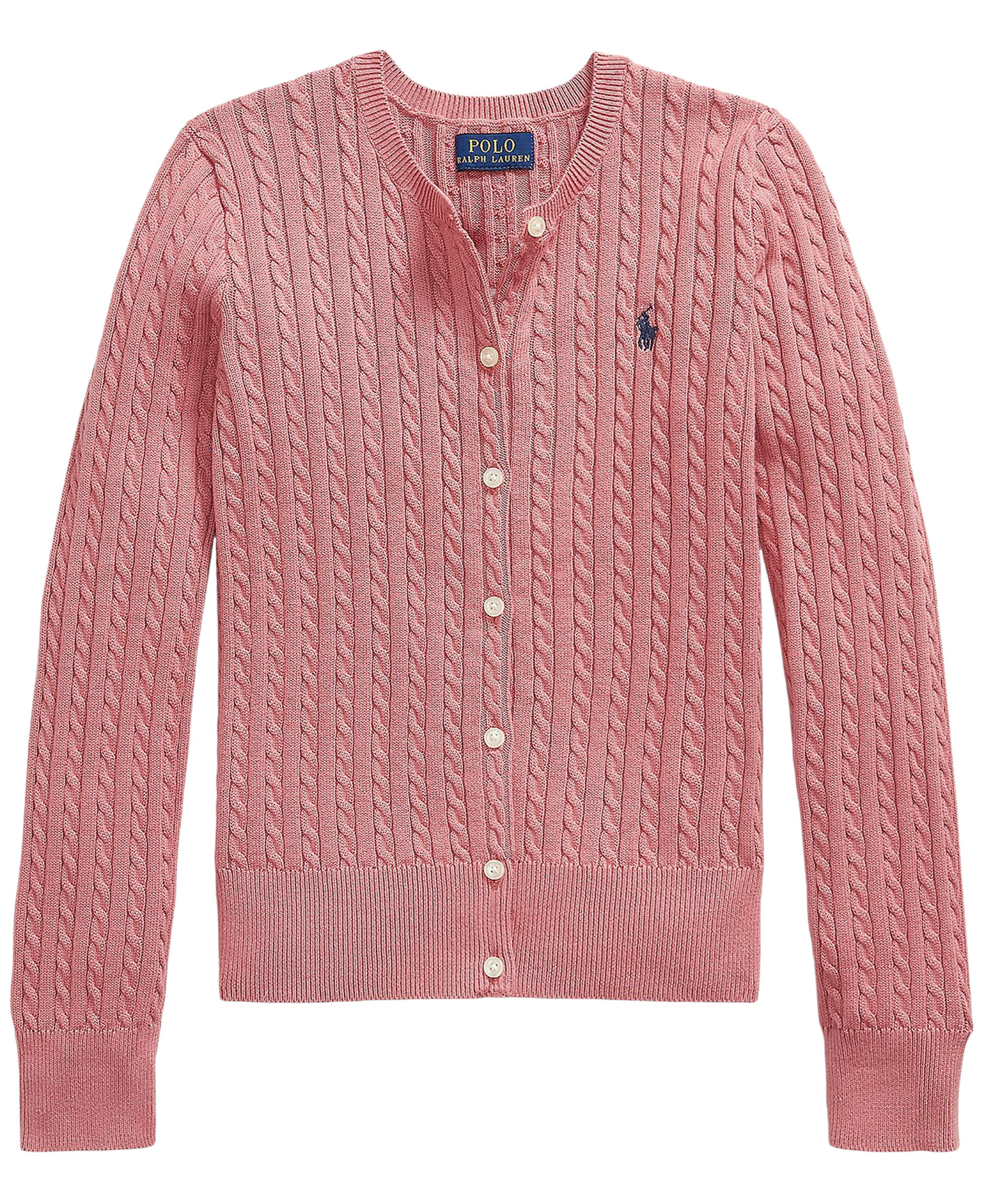 Polo Ralph Lauren Girls' 7-16 Mini-Cable Cardigan - Canvas Pink