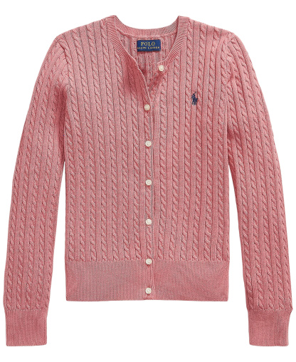 Polo Ralph Lauren Girls' 7-16 Mini-Cable Cardigan - Canvas Pink