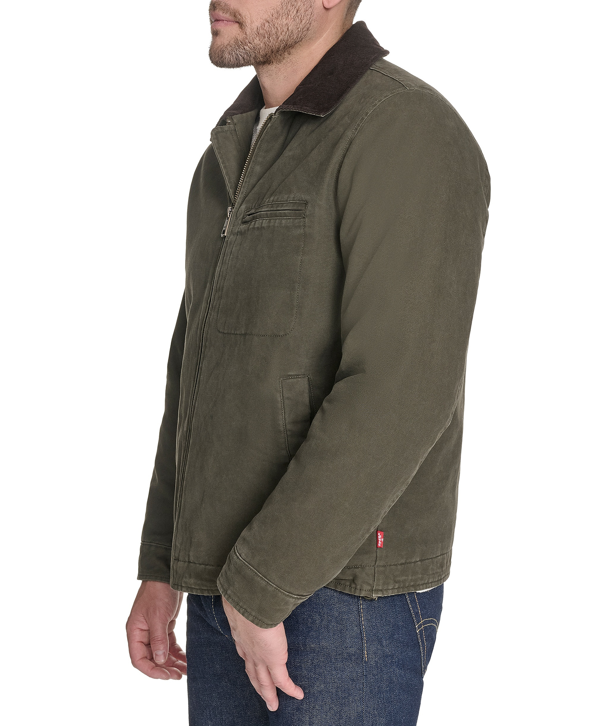 Levi's Men's Cotton Canvas Zip-Front Depot Jacket - Olive