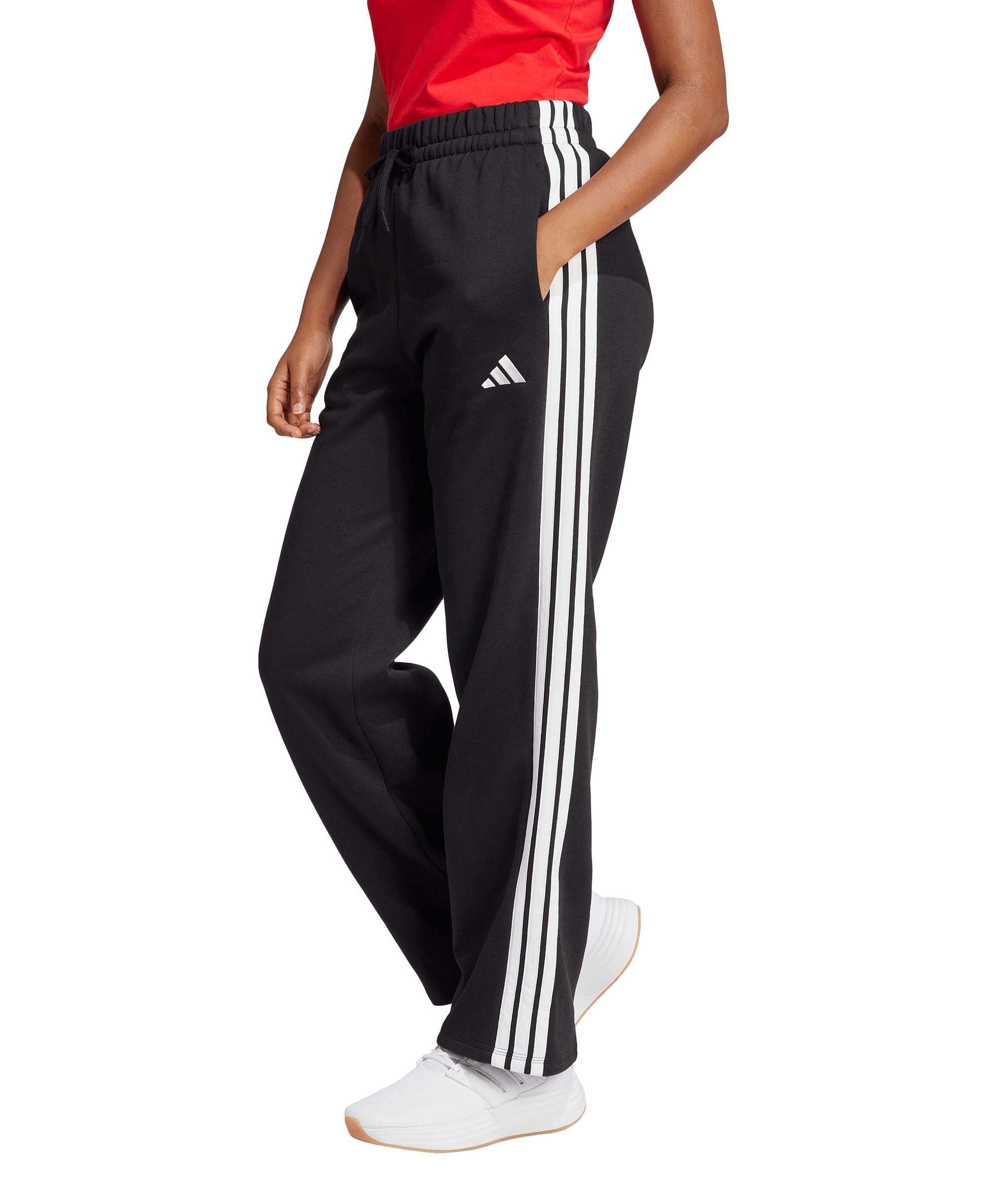adidas Women's Essentials 3-Stripes Fleece Slim Pants - Black