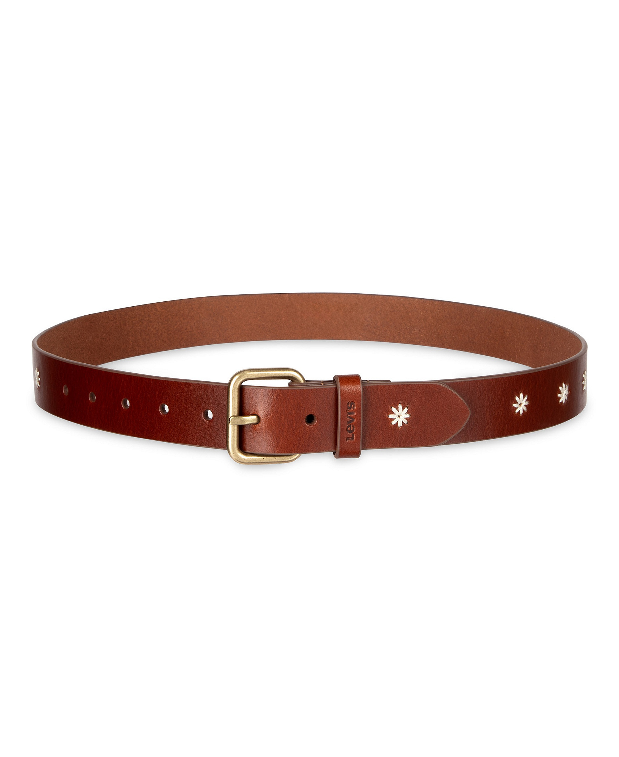 Levi's Women's Casual Floral Embroidered Belt - Cognac