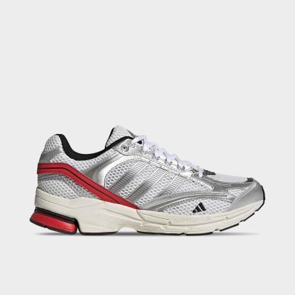 Men's adidas Spiritain 2000 Casual Shoes - Part 1 - White/Iron Metallic/Better Scarlet - Left shoe facing left. Outside of the shoe.