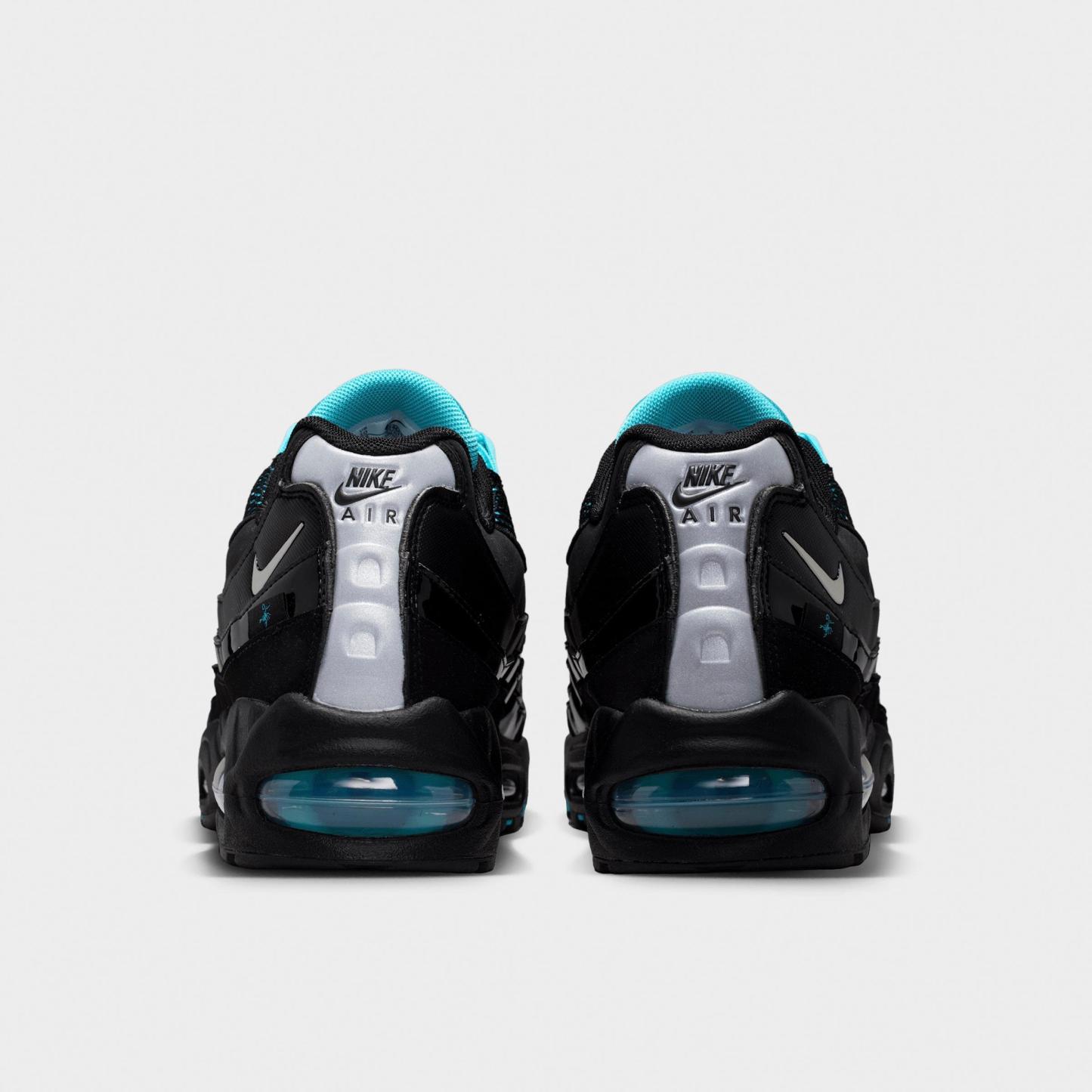 Men's Nithtke Air Max 95 Big Bubble Scorpion Casual Shoes - Part 1 - Black/Gamma Blue/Metallic Silver/Chrome - Back view