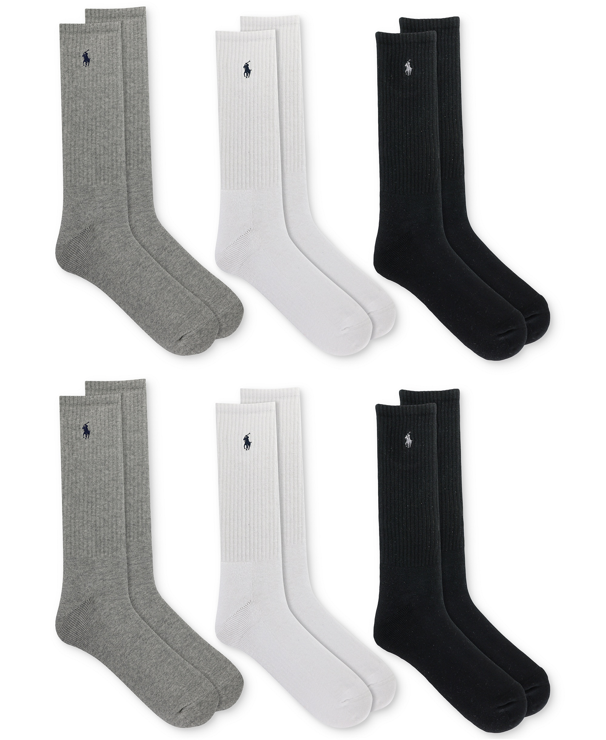 Polo Ralph Lauren Men's 6-Pk. Performance Sport Crew Socks - Ghast