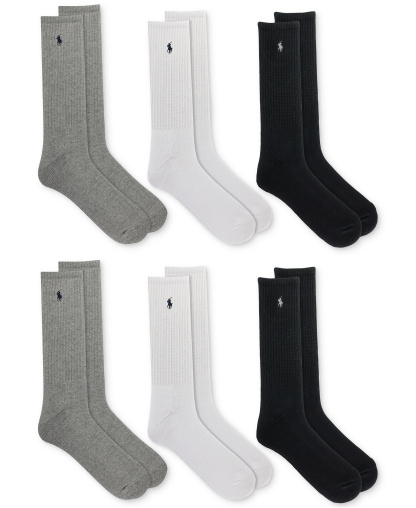 Polo Ralph Lauren Men's 6-Pk. Performance Sport Crew Socks - Ghast