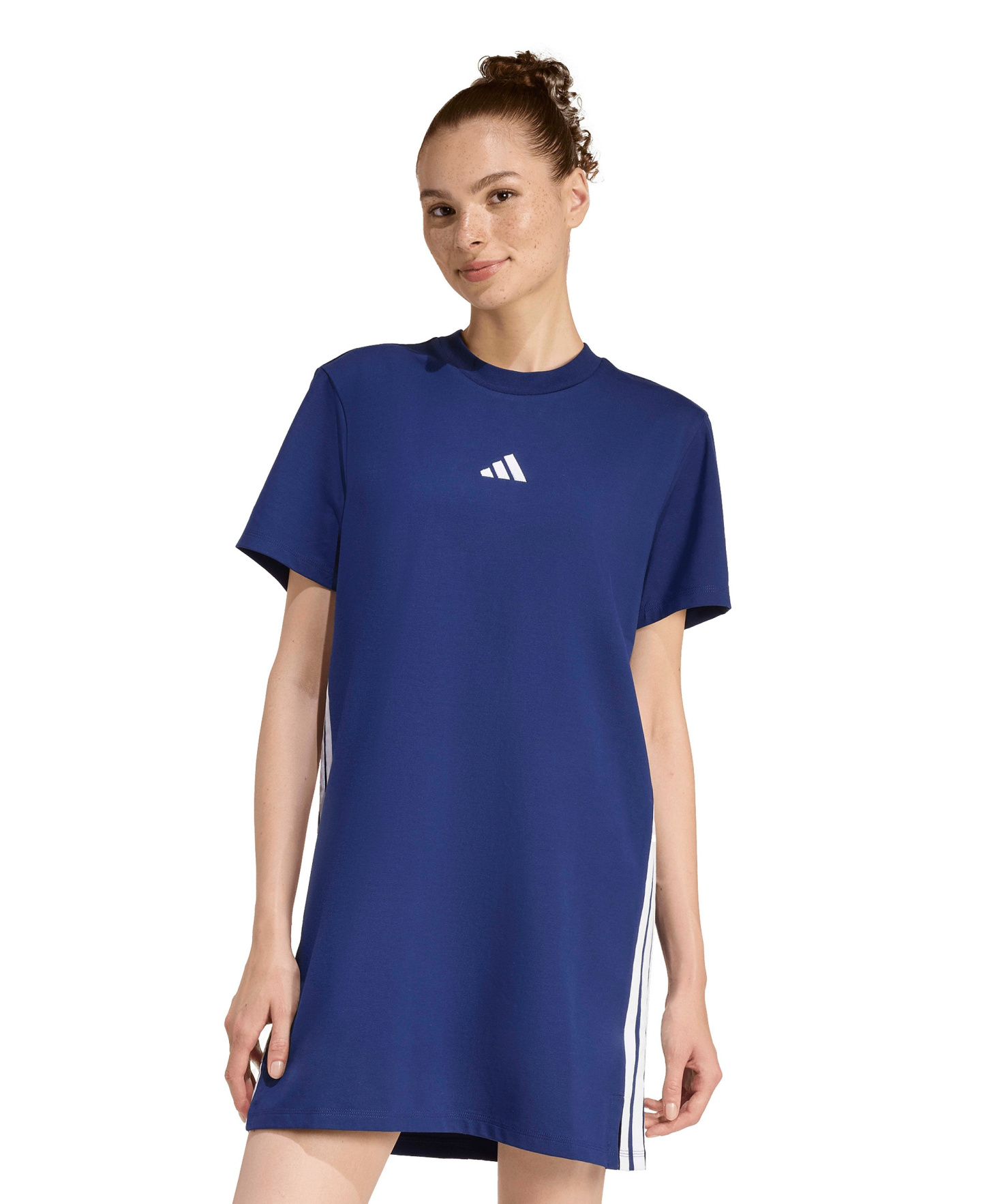 adidas Women's 3-Stripes Crewneck T-Shirt Dress - Dark Blue/White