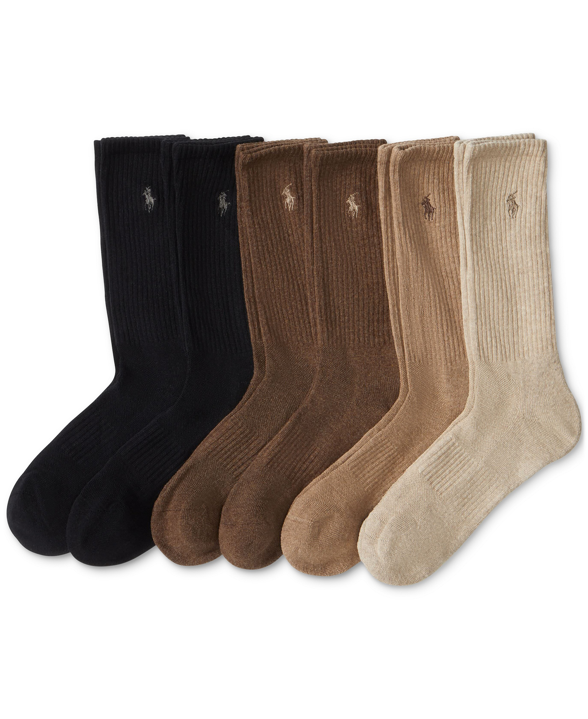 Polo Ralph Lauren Men's 6-Pk. Performance Sport Crew Socks - Brown