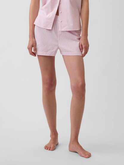 Poplin PJ Boxer Shorts - Pink & white stripe