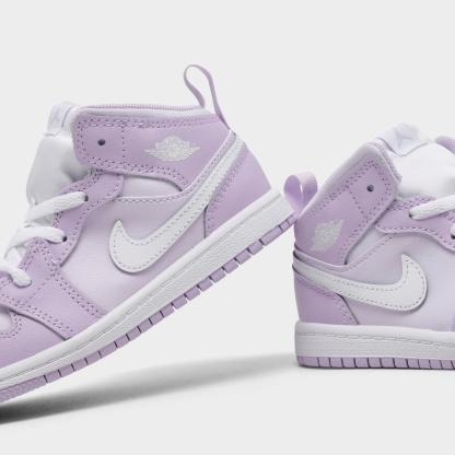 Kids' Toddler Air Jordan Retro 1 Mid Casual Shoes - Violet Mist/Barely Grape/White - view 3