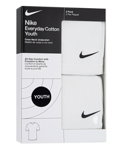 Nike Boys' 8-20 Crewneck Short-Sleeve Undershirt, 2-Pack - White/White