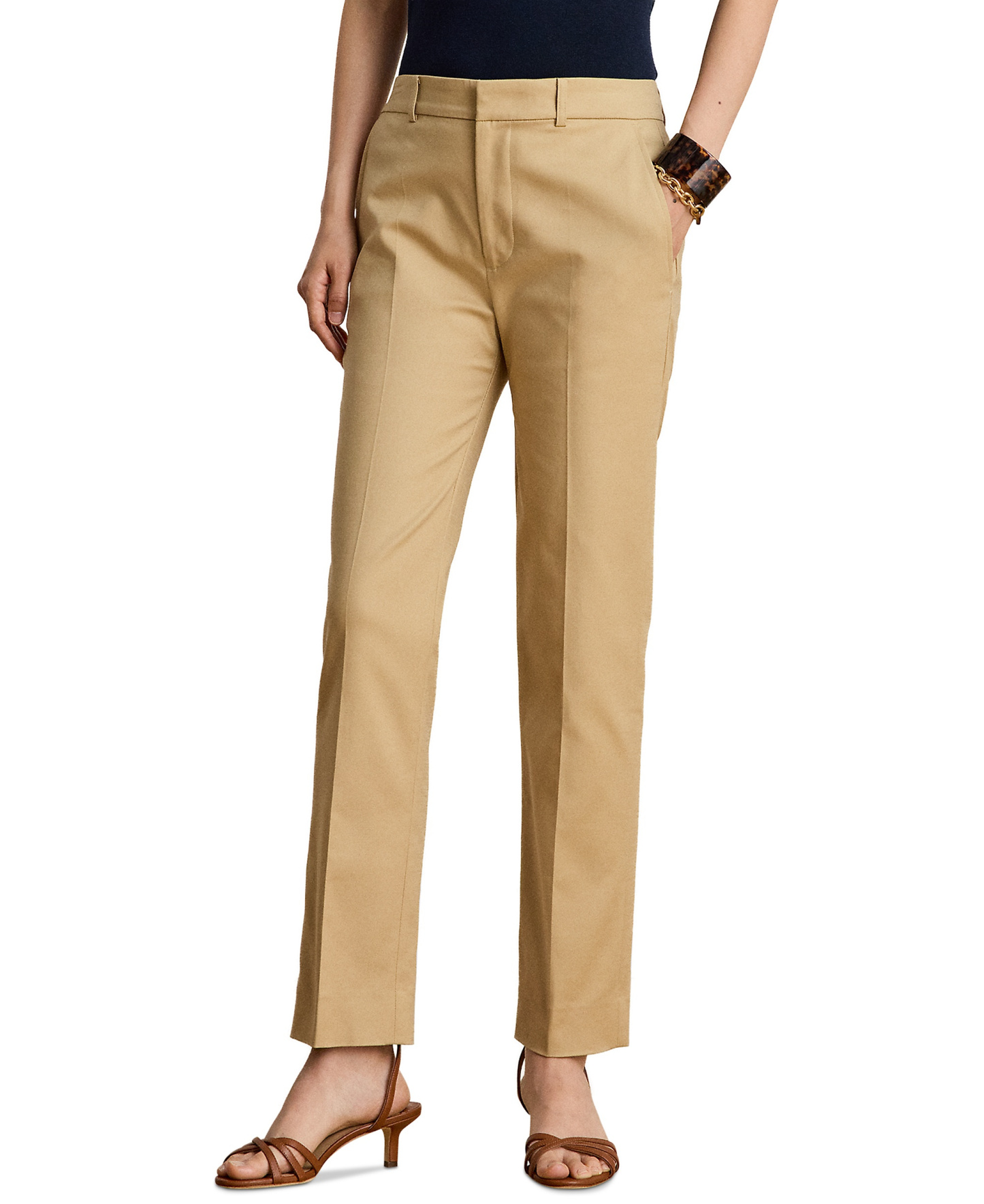 Lauren Ralph Lauren Women's High-Rise Slim Ankle Pants - Birch Tan