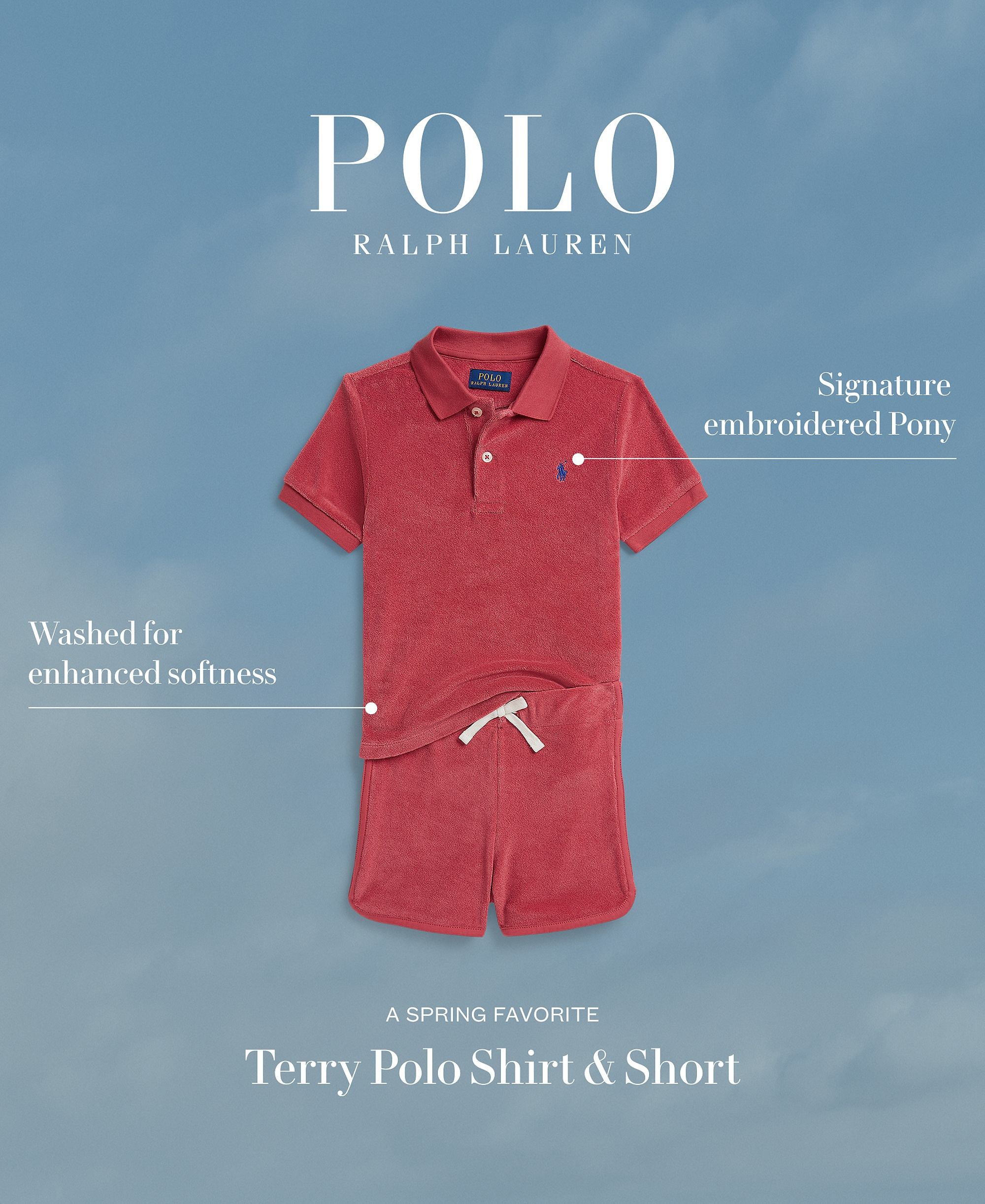 Polo Ralph Lauren Boys' 2-7 Short-Sleeve Terry Polo Shirt & Shorts, 2-Piece Set - Nantucket Red