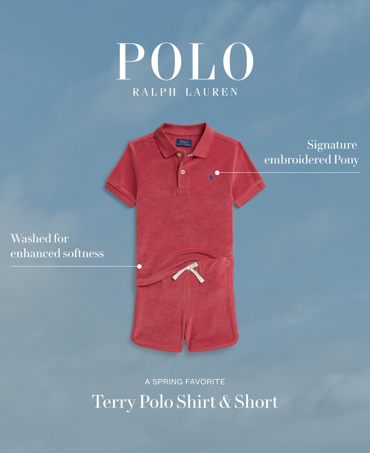 Polo Ralph Lauren Boys' 2-7 Short-Sleeve Terry Polo Shirt & Shorts, 2-Piece Set - Nantucket Red