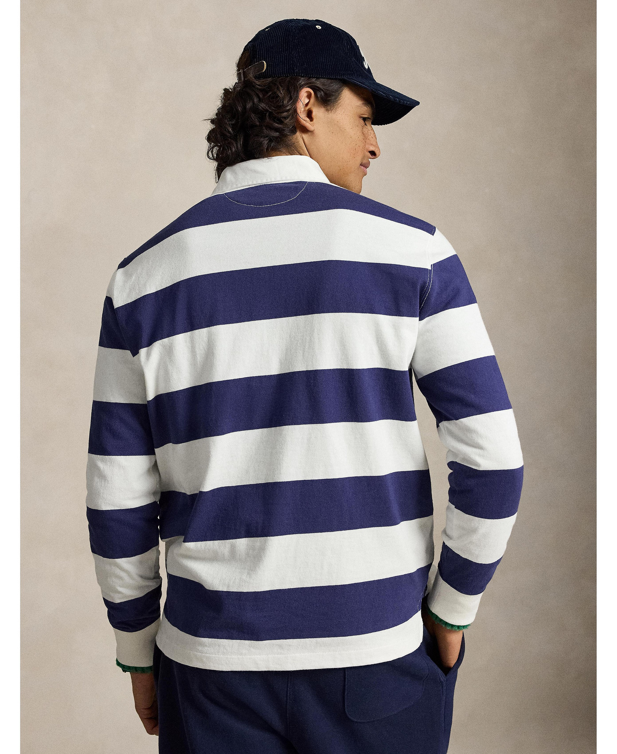 Polo Ralph Lauren Men's Iconic Rugby Classic-Fit Polo Shirt - Trophy Cream/Navy