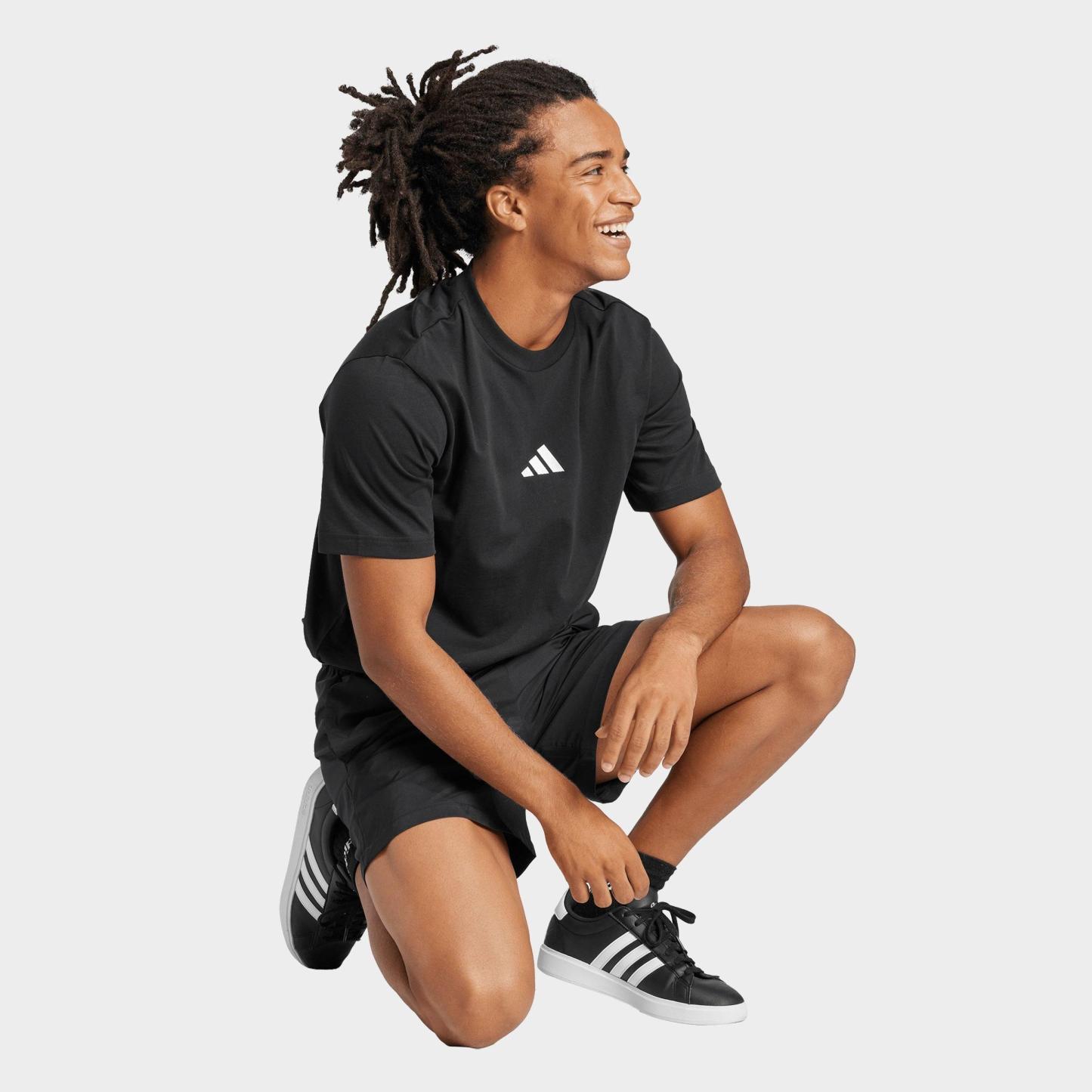 Men's adidas Essentials Small Logo T-Shirt - Black/White