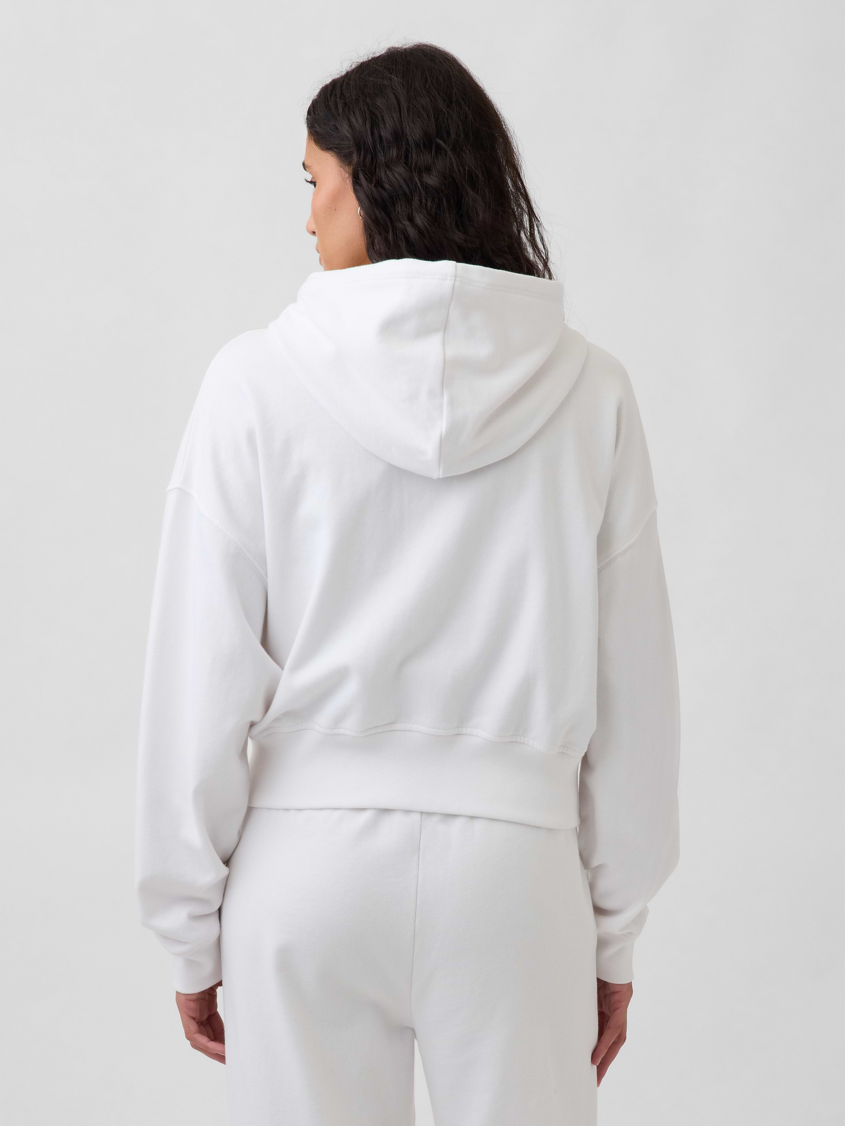 VintageSoft Terry Oversized Wedge Zip Hoodie - Fresh white