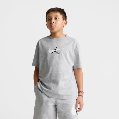 Big Kids' Jordan Brooklyn Swoosh Logo T-Shirt - Light Gray Heather - view 4