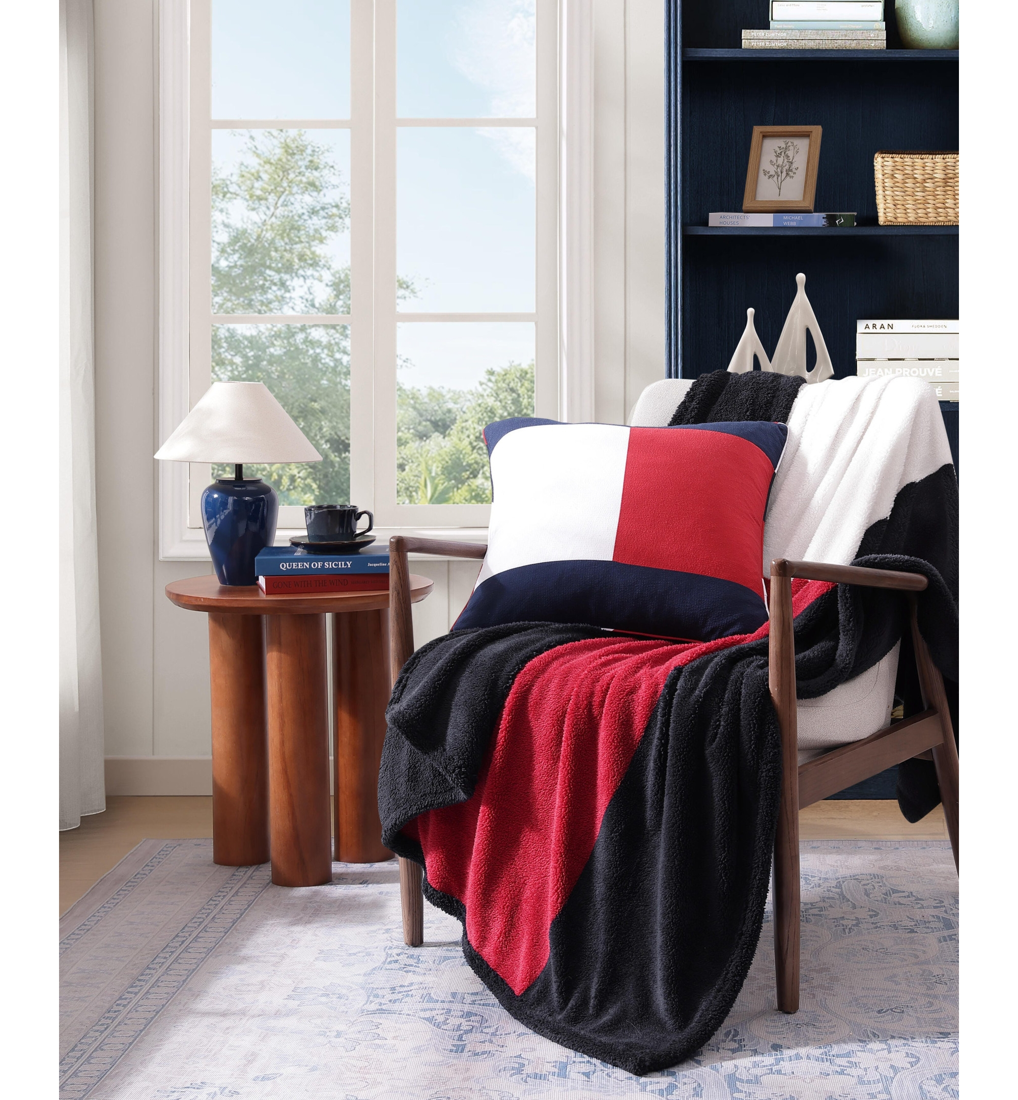 Tommy Hilfiger Iconic Flag Sherpa Throw, 70" x 50" - Multi