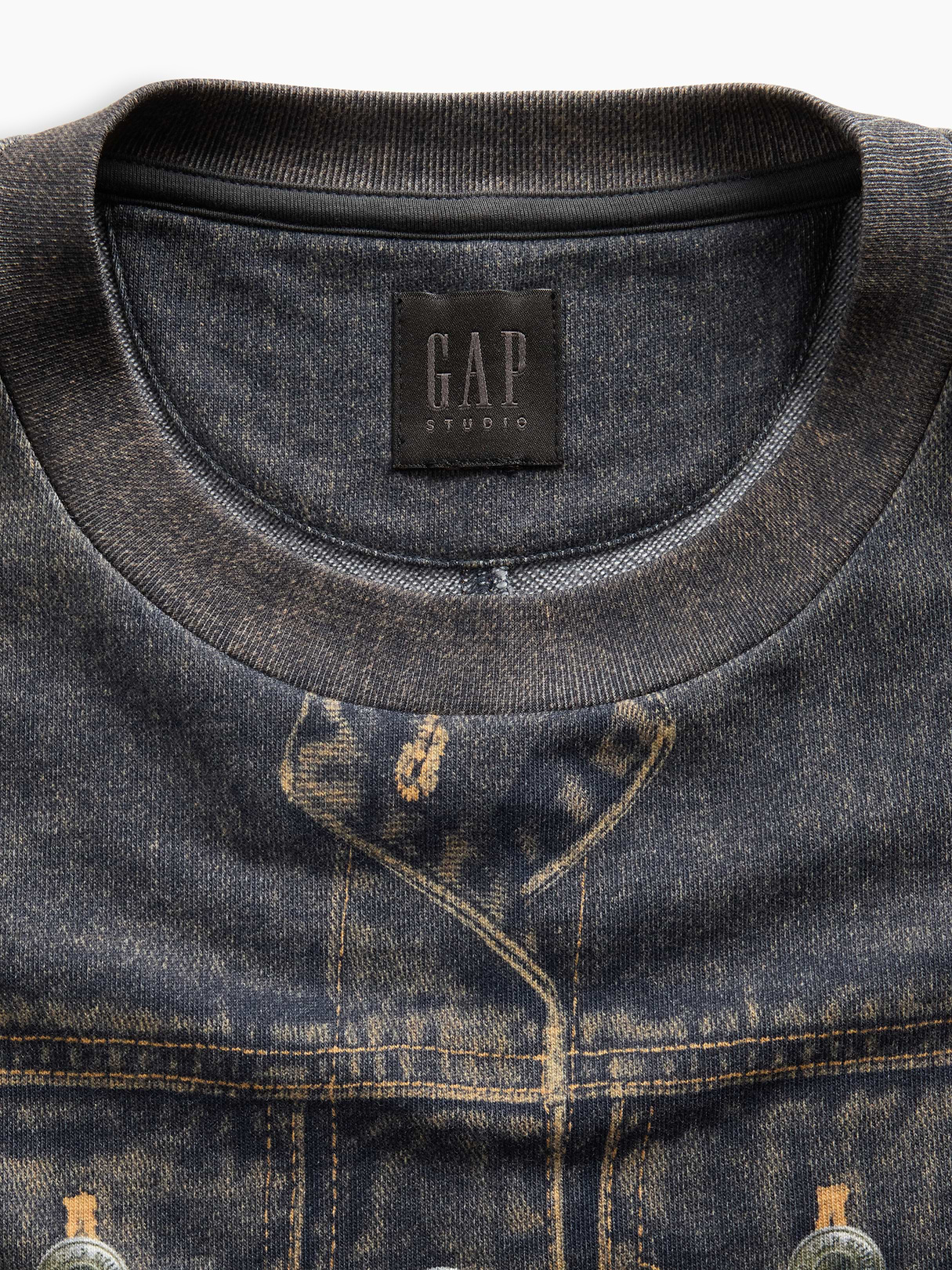 GapStudio Printed Denim Terry Dress - Dark denim